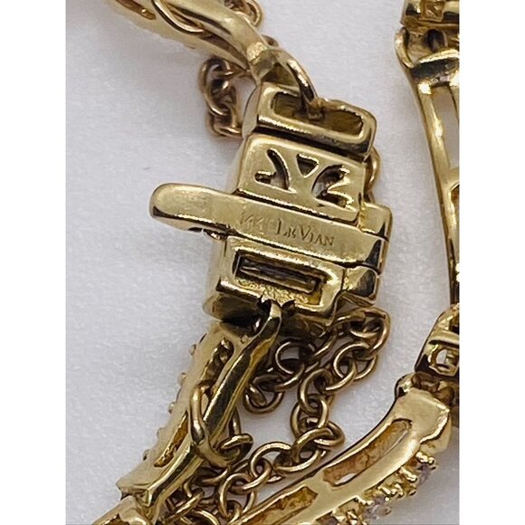 Sold!!! LeVian 14k Yellow Gold 1.39 CTW Diamond Link Safety Chain Bracelet - Picture 8 of 12